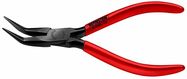 Snipe nose pliers, angular, 145 mm, long jaws, burnished, orange insulation