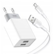 Wall charger XO L65EU 12W 2xUSB with Micro Usb Cable (white), XO