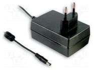 Power supply: switching; mains,plug; 9VDC; 2.77A; 25W; Plug: EU MEAN WELL