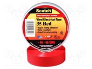 Tape: electrical insulating; W: 19mm; L: 20m; Thk: 0.18mm; red; 225% 