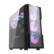 Darkflash DK431 Glass computer case (black) + 4 RGB fans, Darkflash