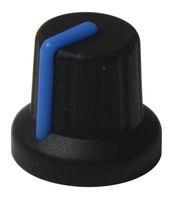 SOFT TOUCH KNOB, BLACK/BLUE, 16MM