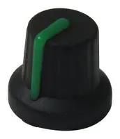 SOFT TOUCH KNOB, BLACK/GREEN, 16MM