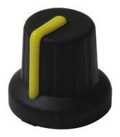 SOFT TOUCH KNOB, BLACK/YELLOW, 16MM