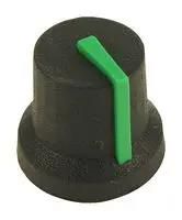 SOFT TOUCH KNOB, RUBBER, BLK/GRN, 16.2MM