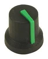 SOFT TOUCH KNOB, RUBBER, BLK/GRN, 16.2MM
