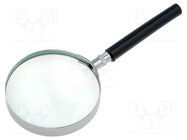 Hand magnifier; Mag: x2; Lens: Ø75mm GOLDTOOL