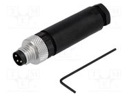 Connector: M8; male; PIN: 3; straight; for cable; plug LUMBERG AUTOMATION