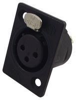 SOCKET, XLR, PANEL, BLACK, 3POLE