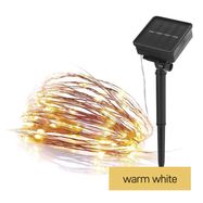LED nano chain with solar panel, copper, 12 m, outdoor and indoor, warm white, timer, EMOS