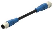 SENSOR CORD, 4P M12 PLUG-M12 RCPT, 16.4'