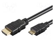 Cable; HDMI plug,mini HDMI plug; PVC; Len: 5m; black; HDMI 1.4 Goobay