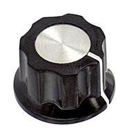 FLUTED SKIRT KNOB, BLACK, 25.7MM