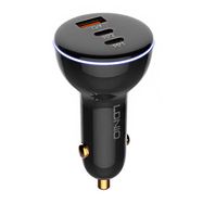 LDNIO C102 Car Charger, USB + 2x USB-C, 160W + USB to Micro USB Cable (Black), LDNIO