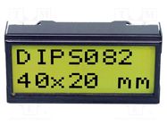 Display: LCD; alphanumeric; STN Positive; 8x2; 40x20mm; LED; PIN: 14 DISPLAY VISIONS