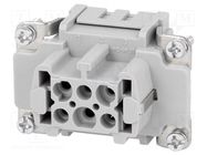 Connector: HDC; contact insert; female; Han E®; PIN: 6; 6+PE; 16A HARTING