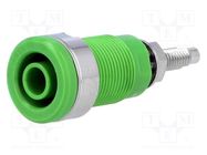 Connector: 4mm banana; socket; 32A; 1kV; green; nickel plated; 40mm SCHÜTZINGER