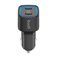 Car charger Budi 065R, 2x USB-C, PD 60W (black), Budi