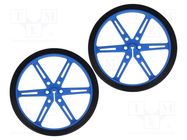 Wheel; blue; Shaft: D spring; push-in; Ø: 80mm; Shaft dia: 3mm; 2pcs. POLOLU