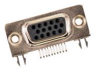 HD-D SUB CONNECTOR, RCPT, DE, 15POS, TH