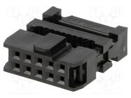 Connector: IDC; plug; female; PIN: 10; with cable clamp; IDC; 1.27mm CONNFLY