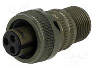 Connector: circular; plug; for cable; PIN: 3; female; soldering AMPHENOL