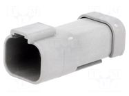 Connector: wire-wire; plug; male; DT; PIN: 4; IP68; for cable; grey DEUTSCH