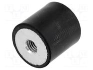 Vibration damper; M6; Ø: 20mm; rubber; L: 20mm; H: 6mm; 267N; 53N/mm 