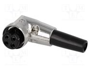 Connector: microphone; plug; female; PIN: 4; for cable; angled 90° CLIFF