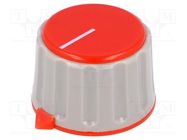 Knob; with pointer; Øshaft: 6mm; Ø29x20mm; Shaft: knurled; red SR PASSIVES