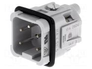 Connector: HDC; contact insert; male; HTS HA; PIN: 5; 10A; 250V; 4+PE TE Connectivity