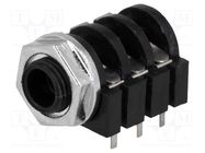 Connector: Jack 6,3mm; socket; female; stereo; ways: 3; THT NINIGI