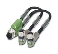 SENSOR CORD, 3P M12 PLUG-2X M8 R/A RCPT