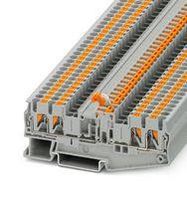 DINRAIL TERMINAL BLOCK, 4WAY, 12AWG, GRY