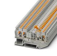 DINRAIL TERMINAL BLOCK, 3WAY, 12AWG, GRY