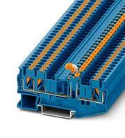 DINRAIL TERMINAL BLOCK, 3WAY, 12AWG, BLU