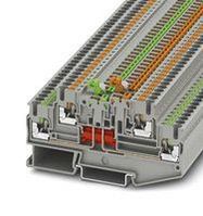 DINRAIL TERMINAL BLOCK, 4WAY, 12AWG, GRY