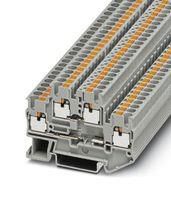 DINRAIL TERMINAL BLOCK, 4WAY, 12AWG, GRY