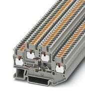 DINRAIL TERMINAL BLOCK, 4WAY, 12AWG, GRY