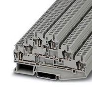 DINRAIL TERMINAL BLOCK, 6WAY, 12AWG, GRY