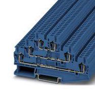 DINRAIL TERMINAL BLOCK, 6WAY, 12AWG, BLU