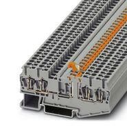 DINRAIL TERMINAL BLOCK, 4WAY, 12AWG, GRY