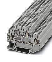 DINRAIL TERMINAL BLOCK, 4WAY, 12AWG, GRY