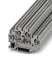 DINRAIL TERMINAL BLOCK, 4WAY, 12AWG, GRY