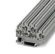 DINRAIL TERMINAL BLOCK, 4WAY, 12AWG, GRY