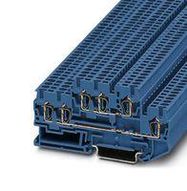 DINRAIL TERMINAL BLOCK, 6WAY, 12AWG, BLU