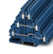 DINRAIL TERMINAL BLOCK, 6WAY, 12AWG, BLU