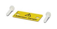 WARNING PLATE, ATT DANGER, 15MM, YEL, TB