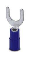 TERMINAL, FORK TONGUE, 1/4"-BLU, 14AWG