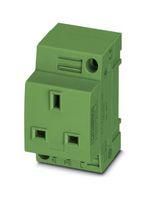 MAINS SOCKET, 2P+E, 13A, 250V, DIN RAIL